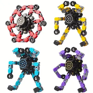 2 Deformable Fidget Spinner Fidget Toys - High-Speed Bearings, Multi-Color, Pocket-Sized DIY Robot Building Block Set, Stress Relief Tool with Photo Frame Functionality for Adults