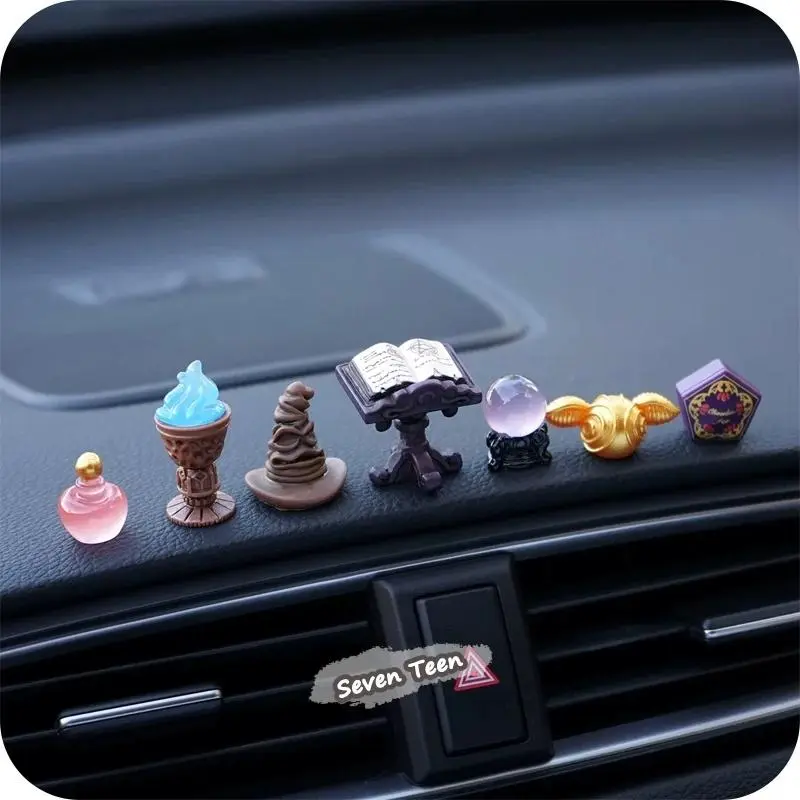 7pcs Magic Academy Series Car Miniature Decorations: Sorting Hat, Magic Book, Goblet of Fire, Golden Snitch/ 7-piece set, car, computer DIY
