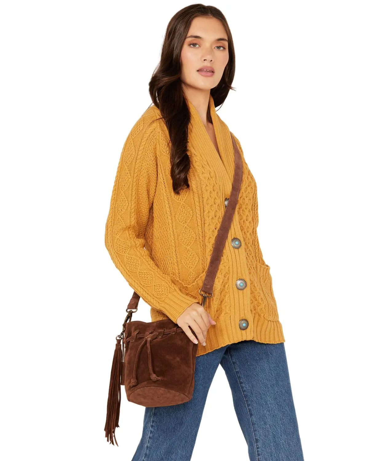 Shyanne Women's Women'S Aria Suede Bucket Crossbody Bag - Saho24hb2-Bn
