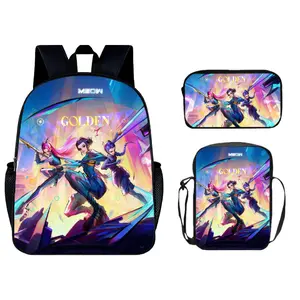2026 New Demon Hunters School Bag Set KPop Demon Hunters Backpack Shoulder Bag Pen Case 3-piece Set