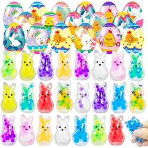 MELLOW MORNINGS Christmas Gift 24 Pack - Pre-filled Easter Eggs with Squishy Toys, Bright Colorful Easter Eggs, Egg Fillers & Party Favors
