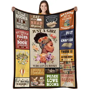 African American Book Blanket Gifts for Book Lovers Reader, Books Reader Gift for Black Women, Librarian Gift, Reading Blanket, Books Lovers Gifts, Bookworm for Birthday Graduation, 50''x60''
