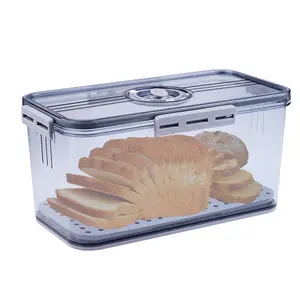 Airtight Bread Box for Kitchen Counter, Large Capacity Food-Safe Storage Container, Clear Plastic Sealed Bin with Lid & Date Tracker, Reusable Organizer for Homemade Bread, Toast, Bagels, Donuts & Cookies, Grey