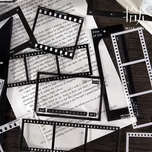 Transparent film theme stickers, Time Cinema series, personalized retro stickers, suitable for laptops, water cups, phone cases, scrapbook label DIY, and personalized creations