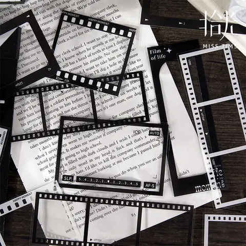 Time Cinema Series Vintage Transparent Die-Cut Stickers - DIY Crafts Stickers, Personalized Decal, Customizable Transparent Film Art, Scrapbooking Decor for Laptops, Water Cups