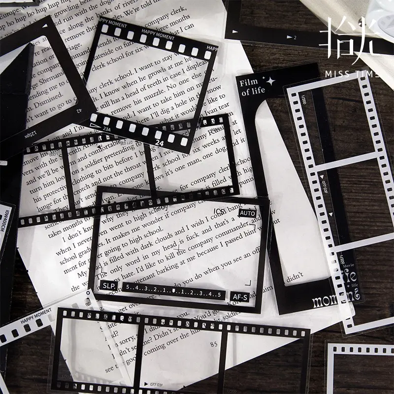 Retro Time Cinema Transparent Film Theme Stickers, Personalized Scrapbooking Stickers for Laptops, Water Cups, DIY Creations