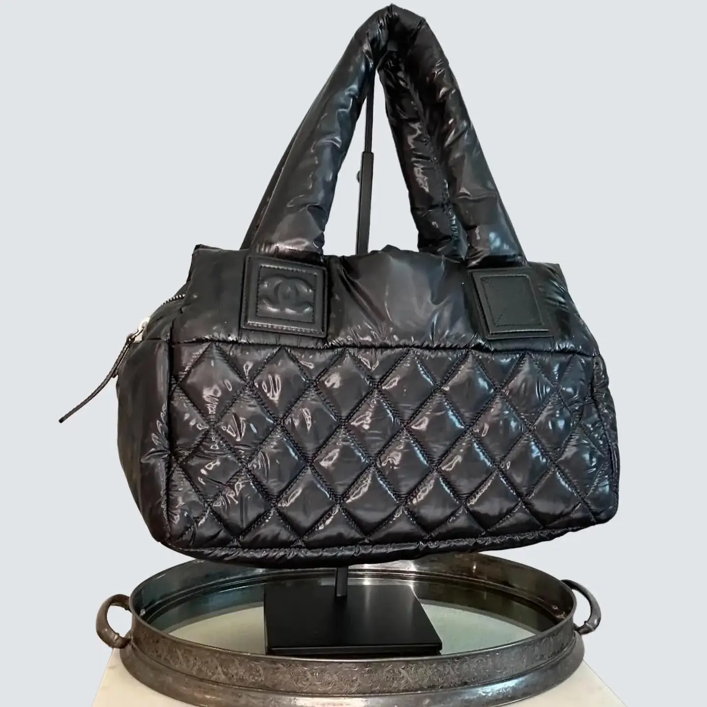 Pre-owned CHANEL Nylon Top Handle Coco Cocoon Quilted Bag
