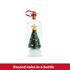 Recordable Message in a Bottle Christmas Tree – Personalized Voice Glass Ornament with Snow Scene – Heartfelt Christmas Gift for Mom, Kids, Friends or Lovers,Xmas Tree Decor
