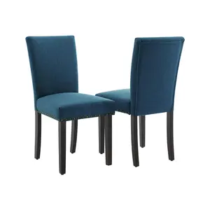 Garvee Modern Upholstered Dining Chairs with Decorative Nailhead Trim Sturdy Wooden Legs High Backrest Soft Cushions Set of 2 for Dining Room Kitchen Living Room