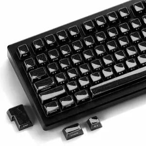 Black Starry Sky Sparkle Crystal Jelly Keycaps, Side-Lit Design, MDA Profile, ABS+PC Material, Double Shot, 136 Keys, Compatible with 61/64/68/75/84/87/104/108 Layout Magnetic Switches Mechanical Keyboards (Keycaps Only, No Keyboard Included)