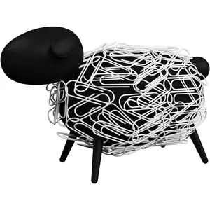 Sheepi - The Magnetic Paper Clip Dispenser Sheep - Black with White Paper Clips - The Animal Paper Clip Holder for Any Desk