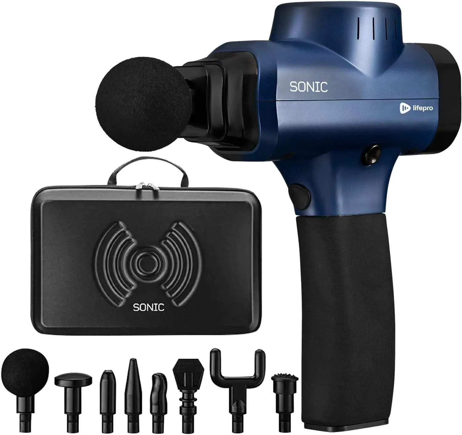 LifePro Sonic Massage Gun – Back, Shoulder, and Whole Body Muscle Pain Relief Massage Device | HSA/FSA Eligible, Percussion Muscle Massager with 8 Attachments & 6 Speed Settings Back to School