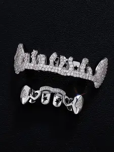 Irregular hip-hop zircon braces, Tooth Gems, gold teeth set, heart pattern, patchwork, Rap, enhance your temperament