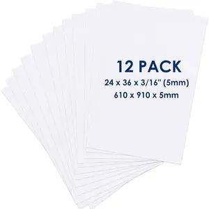 Board 24 x 36 x 3/16" (5mm) - 12 Pack - White Poster Board, Acid Free, Double Sided, Rigid, Sign Board Foamboard for Mounting, Crafts, Paintings Prints, Art, Display, Presentation and Projects
