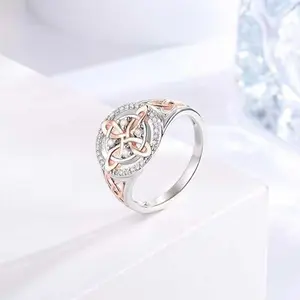 Protection Valentine’s Day gift Rose Gold Plated Witches Knot Ring, Anillo Nudo de Bruja Original Celtic Knot