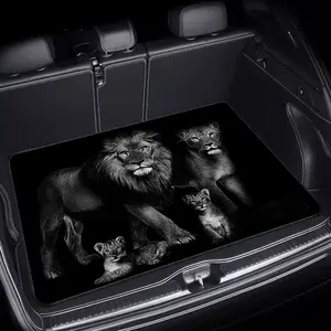 Lion Print Car Trunk Mat | Polyester Fiber, Crystal Velvet, Universally Applicable for Most Vehicles, Car Interior Accessory, Car Accessories