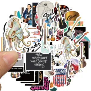 Love Guitar Stickers, 50 Pcs Waterproof Vinyl Decals for Fender Electric Guitars, Laptop, Luggage, Skateboard, Cool Aesthetic Design