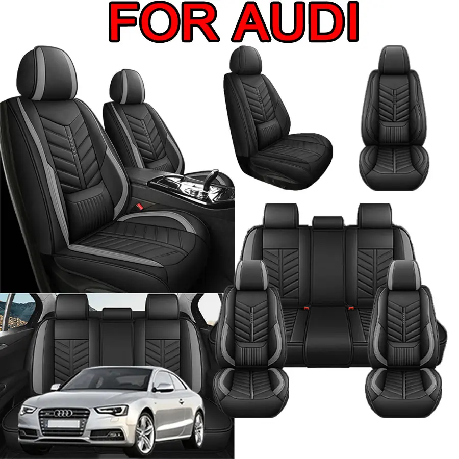 Full Set Black Leatherette Car Seat Covers for Audi, Comfortable Durable Seat Protectors Cushion for Business & Household Use, Car Seat Protectors