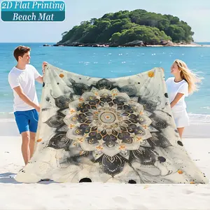 Mandala Print Summer Beach Mat, Thin Washable Anti-Fade Lightweight Quick-Dry, Windproof Sandproof Durable for Camping Picnic Garden Party