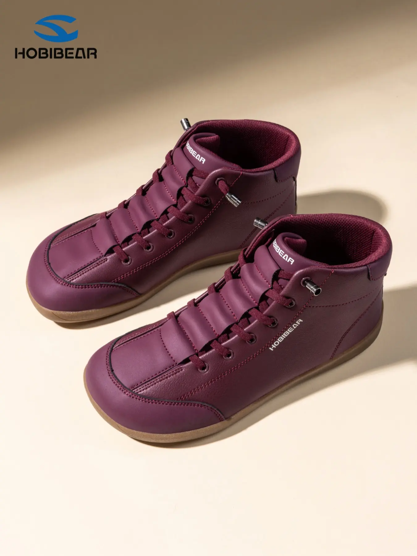 Hobibear Wide Head Shoe Face Short Round Toe PU Leather Fashion Boots, Unisex Sports Shoes, Flat Casual Shoes, Comfortable and Stylish Footwear for All Seasons, Trendy Boots