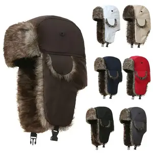 Winter Cold Weather Trapper Hat Warm Faux Fur Winter Hat with Ear Flaps Windproof Waterproof Snow Ski Hats for Men Women（gift）