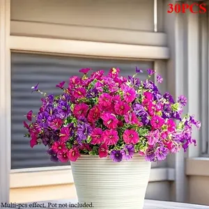 30 Bunches of Vibrant Artificial Flowers, Decorative, UV-Resitant & Fade-Resistant, Multicolor Blooms, Ideal for Indoor/outdoor Decor, Home Gardens, Parties