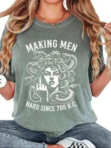 Making Men Hard Since 700 BC Funny Feminist Medusa Shirt, Greek Mythology Women Men Graphic Tee, Bold Ancient History Humor Shirt