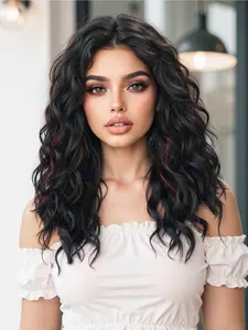 20 Inch Small Curly Wig, Synthetic Machine Wigs, High Temperature Resistant Synthetic Material, Fashionable Look, Daily Use, Christmas Gift Choice, Synthetic Wavy Wig