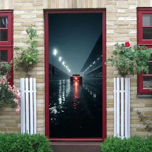 2pcs F1 Racing Car Night Race Track Wall Sticker Waterproof PVC Decorative Mural for Living Room Bedroom Kids Room Garage Home Decor Creative Sports Theme Decoration Easy to Apply Removable Art Decal