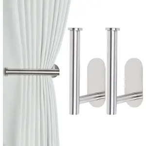 2 Pack Adhesive Curtain Holdbacks - No Drill Curtain Tie Backs & Pull Backs (2, )