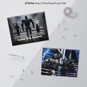 Robot Movie Real Steel 2026 Wall Calendar, Retro Real Steel Noisy Boy, Robot Calendar for Home Decor, New Year 2026 Wall Calendar