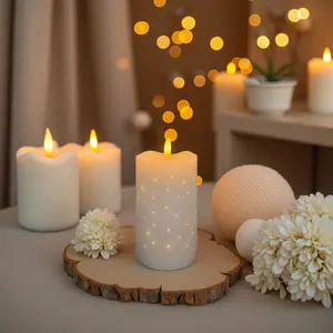 Paraffin fiber optic LED flameless candle, flickering flame, paraffin column shape, handmade, home décor, ambient light, night light, lasts for 6 hours. Lighter Lighter