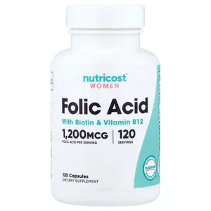 Nutricost Women, Folic Acid with Biotin & Vitamin B12, 120 Capsules