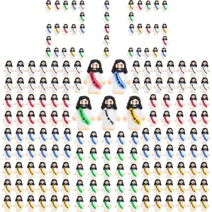 215 PCS Tiny Rubber Little Jesus Figurines, Jesus Loves You Design Perfect for Easter Eggs, Baptism Gifts, Religious Party Favors