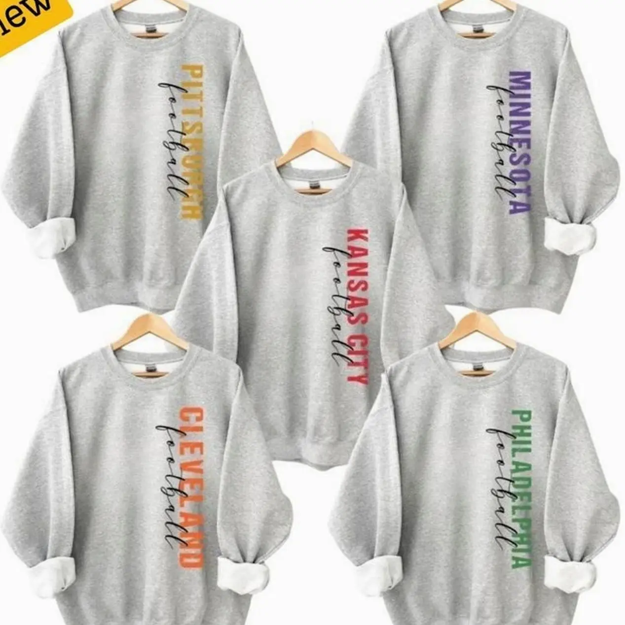 [Sale off 50%] Vintage City Football All Team Sweatshirt – Retro Game Day Graphic Crewneck, Classic Throwback Style Pullover for Football Fans, Unisex Cozy Cotton Top  TXZ