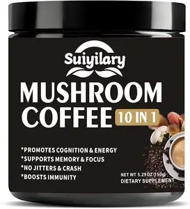 Mushroom Coffee – 10 Mushroom Extract Powder Blend with Lion’s Mane, Reishi, Chaga, Cordyceps & Turkey Tail – Instant Coffee for Energy, Focus, Memory & Immune Support"