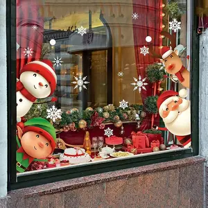 82PCS Christmas Snowflake Window Clings Stickers for Glass, Xmas Decals Christmas Decorations Indoor Holiday Snowflake Santa Claus Reindeer Decals for Party