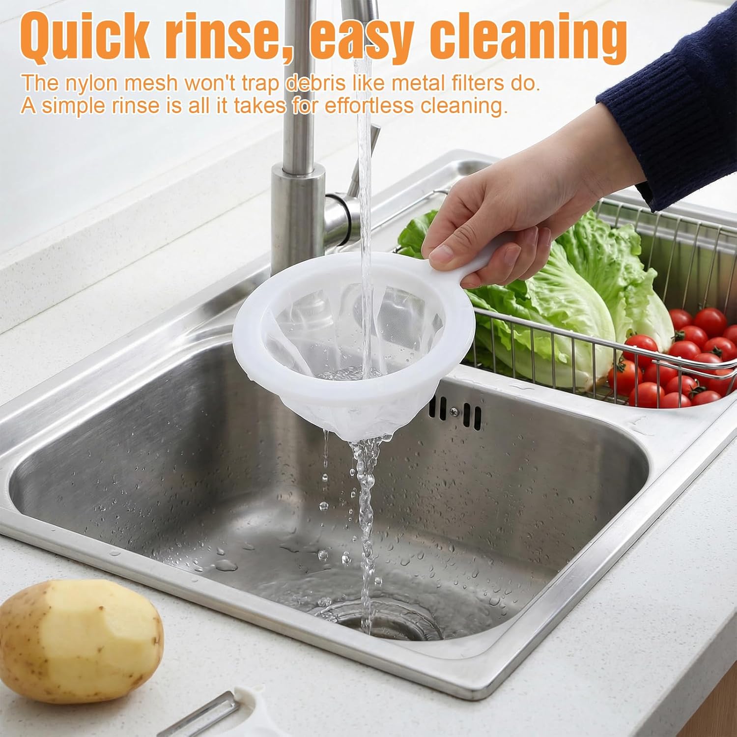 2 Pcs 9" Ultra-Fine Nylon Mesh Strainer, 100/200 Mesh, Fine Mesh Sieve Small Juice Strainer with Handle Yogurt Sieve Kitchen Plastic Colander Brine Shrimp Net for Nut Milk, Tea, Coffee, Honey, Wine 2 Pcs 9" Ultra-Fine Nylon Mesh Strainer, 100/200 Mesh, Fine Mesh Sieve Small Juice Strainer with Handle Yogurt Sieve Kitchen Plastic Colander Brine Shrimp Net for Nut Milk, Tea, Coffee, Honey, Wine