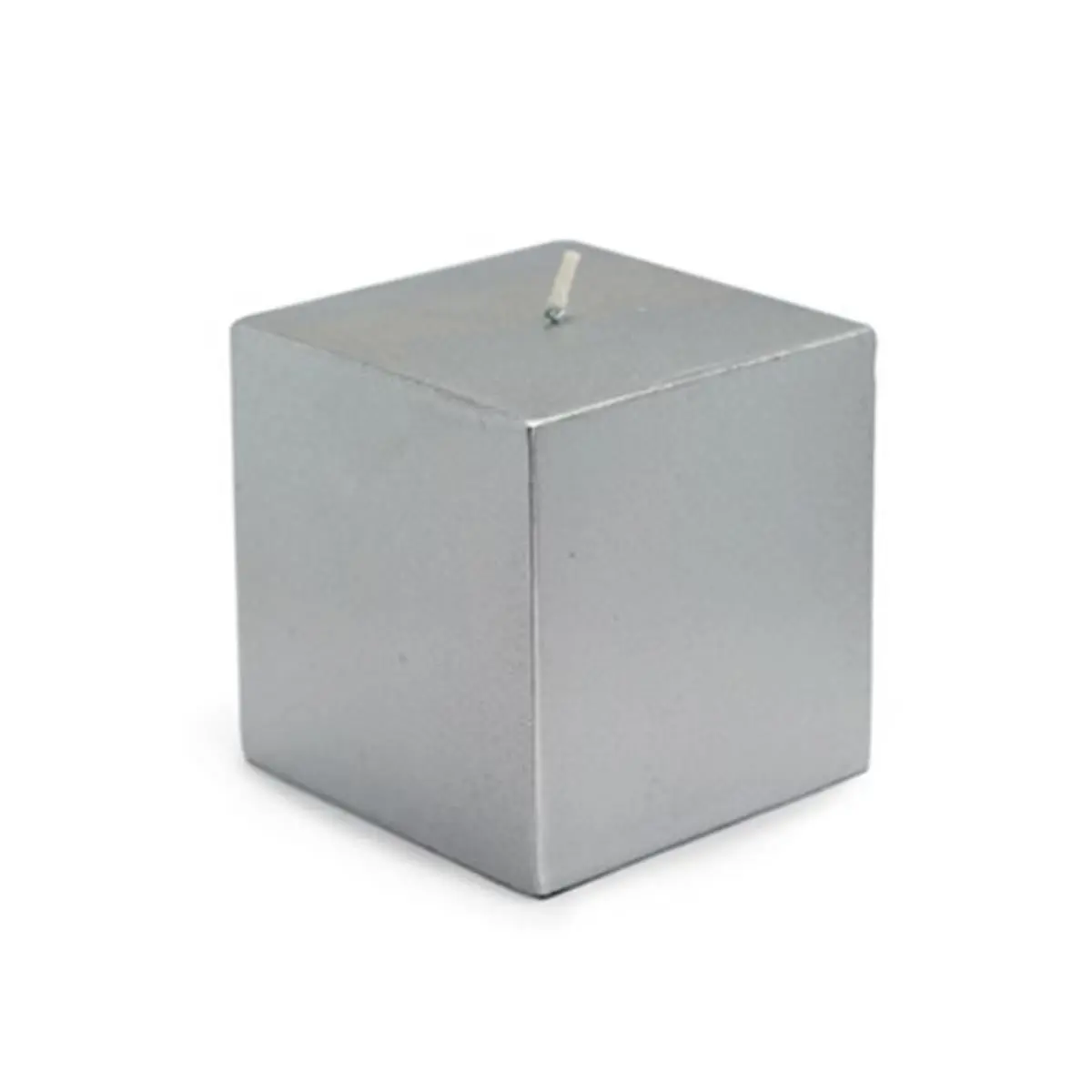 3 x 3 in. Square Pillar Candles, Metallic Silver