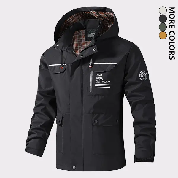 Men's Fashion Menswear Long Sleeve Hooded Softshell Coat, Stylish Graphic Print, Removable Hood, Lightweight Windproof Tops for Spring/Fall Daily & Outdoor Wear, Coats