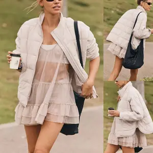 Women's Quilted Puffer Jackets Lightweight Zipper Short Padded Coat With Pockets TikTokShopBlackFriday