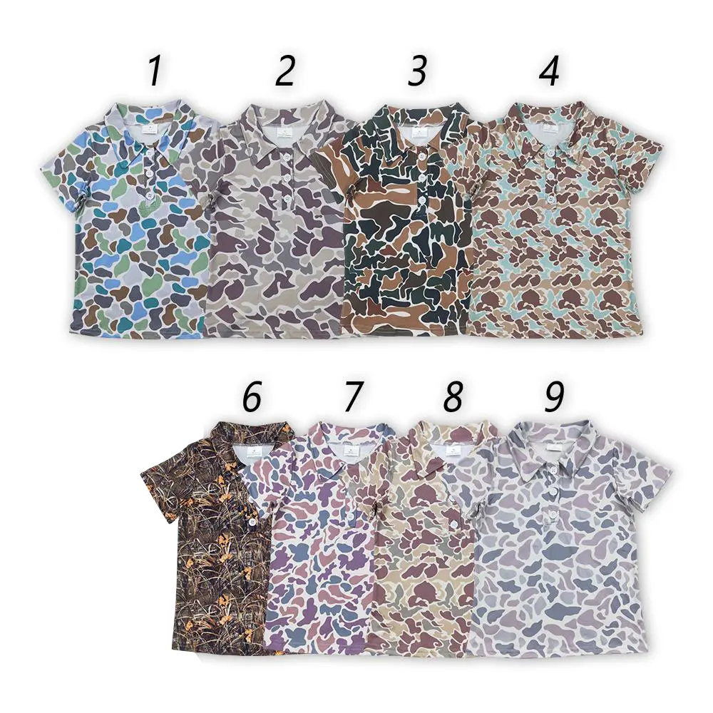 Boys' Camouflage Polo Shirt - Short Sleeve, Stylish, Soft Fit Button Top for Toddlers, Summer Trend Kids' Fitted Casual Top, Soft Fit Top