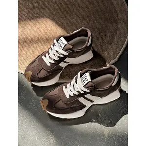 Women's Fashion Thick-Sole Sneakers, Breathable Walking Shoes with Comfortable Support, Casual Textile Upper & Rubber Outsole, Sneaker Streetwear for All-Season Wear