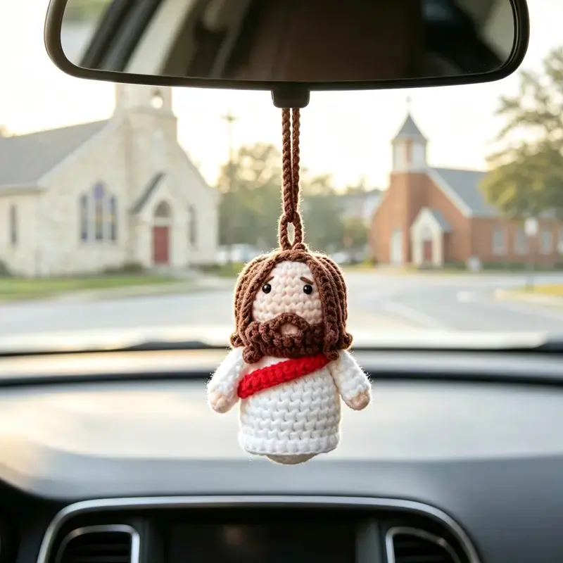 Handmade Jesus Crochet Doll,Christian Faith Gift, Religious Keychain Charm,Car Hanging charms,baptism gift,daily decor,Emotional Support Religious Gift , Bible Study Spiritual Keepsake jesus large pip plush Dashboard Decoration Dashboard Accessory