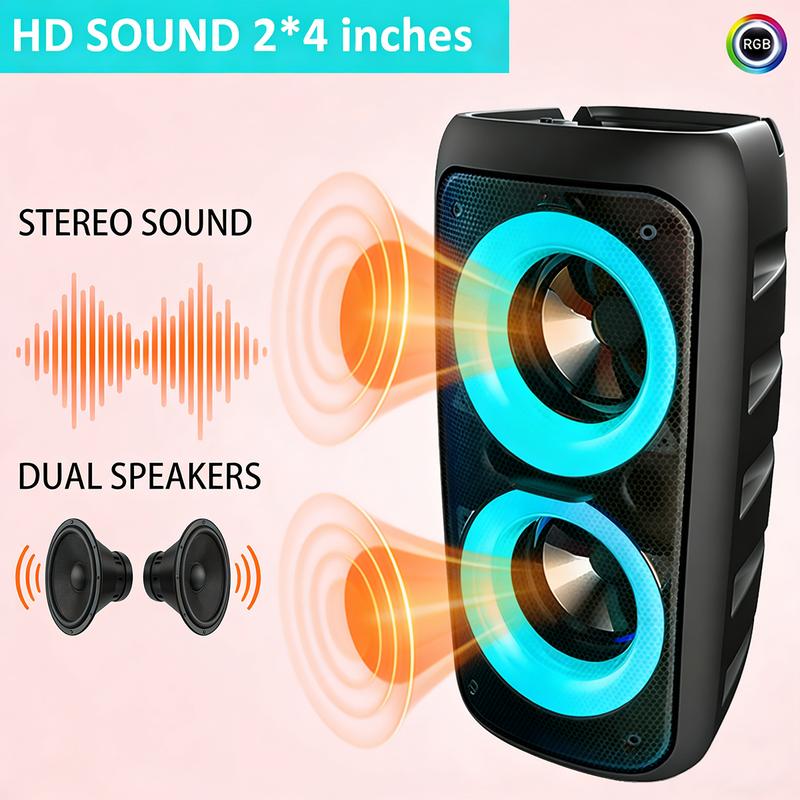 Portable Outdoor   High-Power Subwoofer RGB Atmospheric Lighting Effects Supports , USB, MIC, AUX, TWS Versatile for Indoor/Outdoor Settings Ideal for Camping, Gatherings, Family Parties,  Perfect Holiday Gift Audio Wireless Bluetooth Speaker