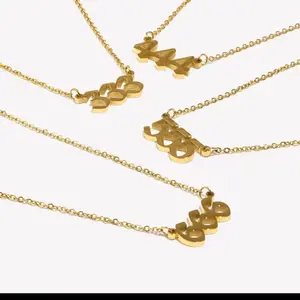Angel Number viral Gold Necklaces, Dainty Gold Pendants