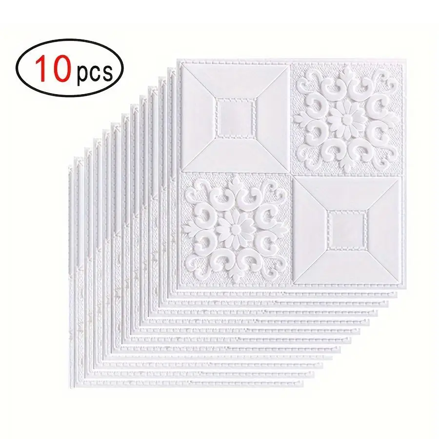 Self-adhesive Ceiling Decoration Veneer Kit, 3D Carving Foam Wallpaper, TV Background Wall Stickers, Bedroom Wallpapers, Home Decor Supplies