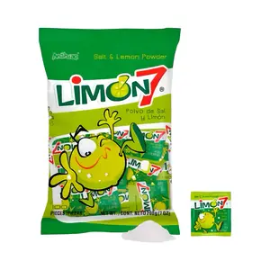Limon7 Lemon & Salt Powder Bag (100 Count) Mexican Powder Candy Packets, Sour, Sweet, Dulces Mexicanos Snack Bonbon Tangy