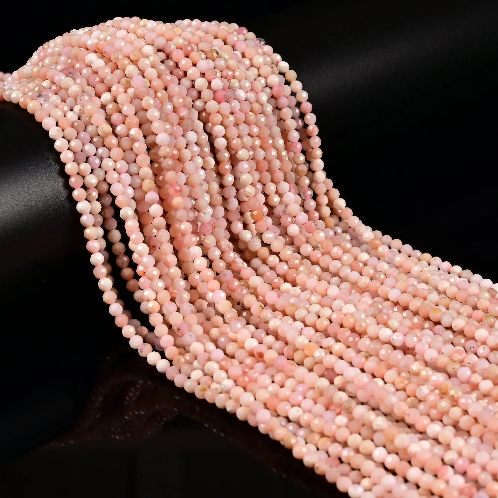 Natural Pink Opal Faceted Round Beads Size 2mm 3mm 4mm 15.5" Strand