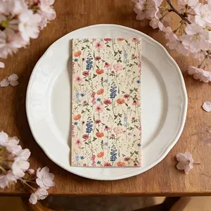 20pcs spring-style wildflower-printed napkins, with fresh and natural flower patterns, are the perfect choice for spring picnics, afternoon tea, weddings and Mother's Day gatherings. They are ideal choices for creating a festive atmosphere